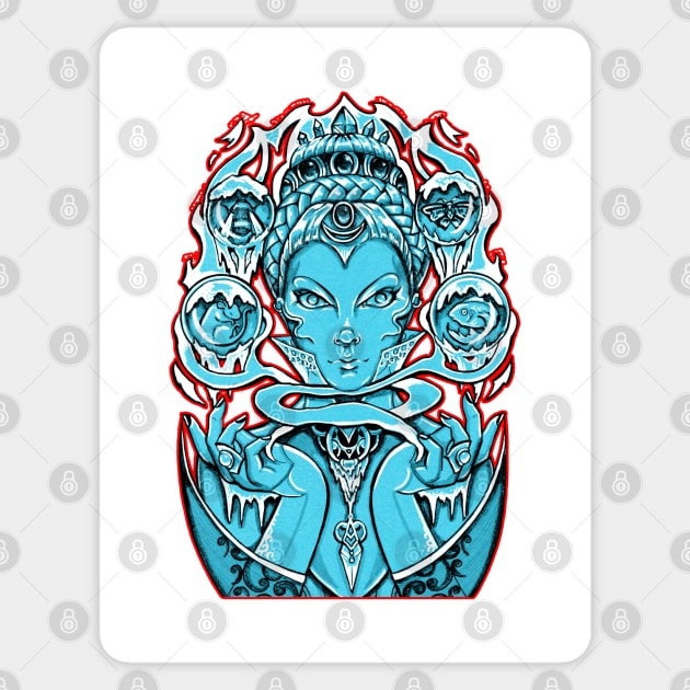 The Snow Queen - Red Outlined Version Sticker by Nat Ewert Art